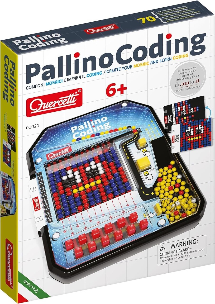 Quercetti Pallino Coding - Create Mosaic Patterns and Learn Beginner Programming Skills, Ages 6+